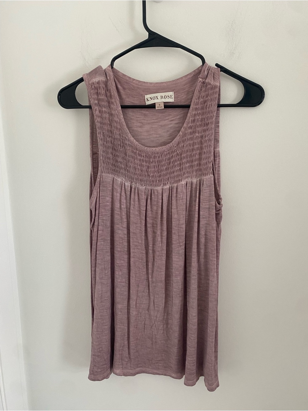 Knox Rose Mauve Smocked Yoke Tank Top